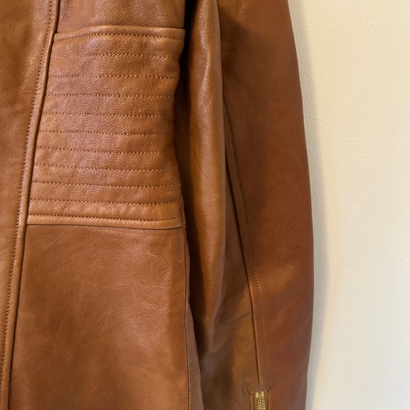 True Religion 100% Leather Moto Jacket in Cognac | Size Medium - Picture 8 of 13